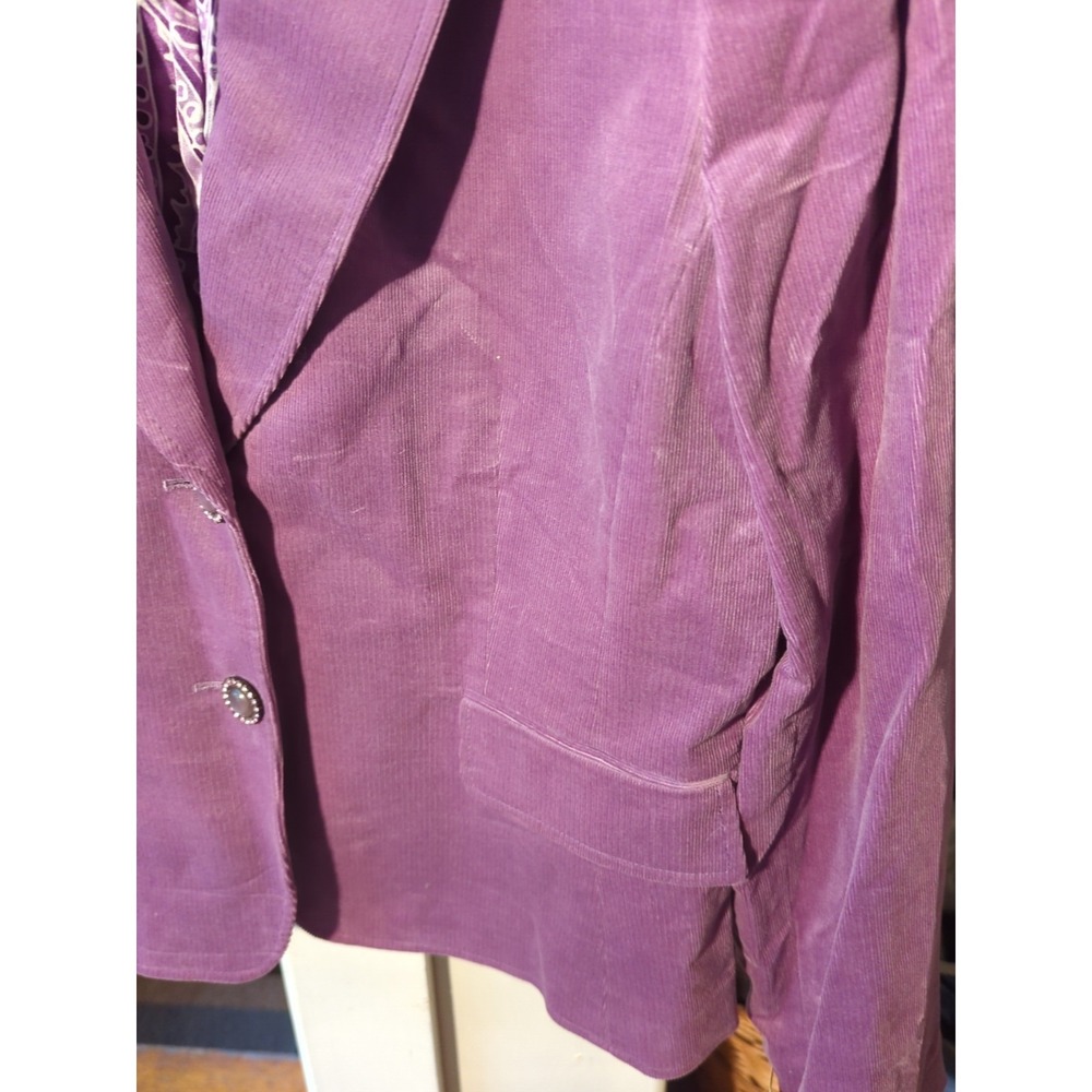 NWT Vintage Tahari Plum Purple Corduroy Blazer Stud Accents Size L Modern READ! - Picture 6 of 13